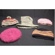 Lot 5 Hand Made Handknit Mujer&apos;s Hats Includes Beanies Pompom Beret Baclava  eb-63101019
